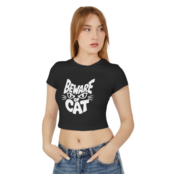 Cute Cat Warning Women's Baby Tee, Funny Cat Lover Gift, Short Sleeve Shirt, Casual Summer Top, Pet Owner Apparel