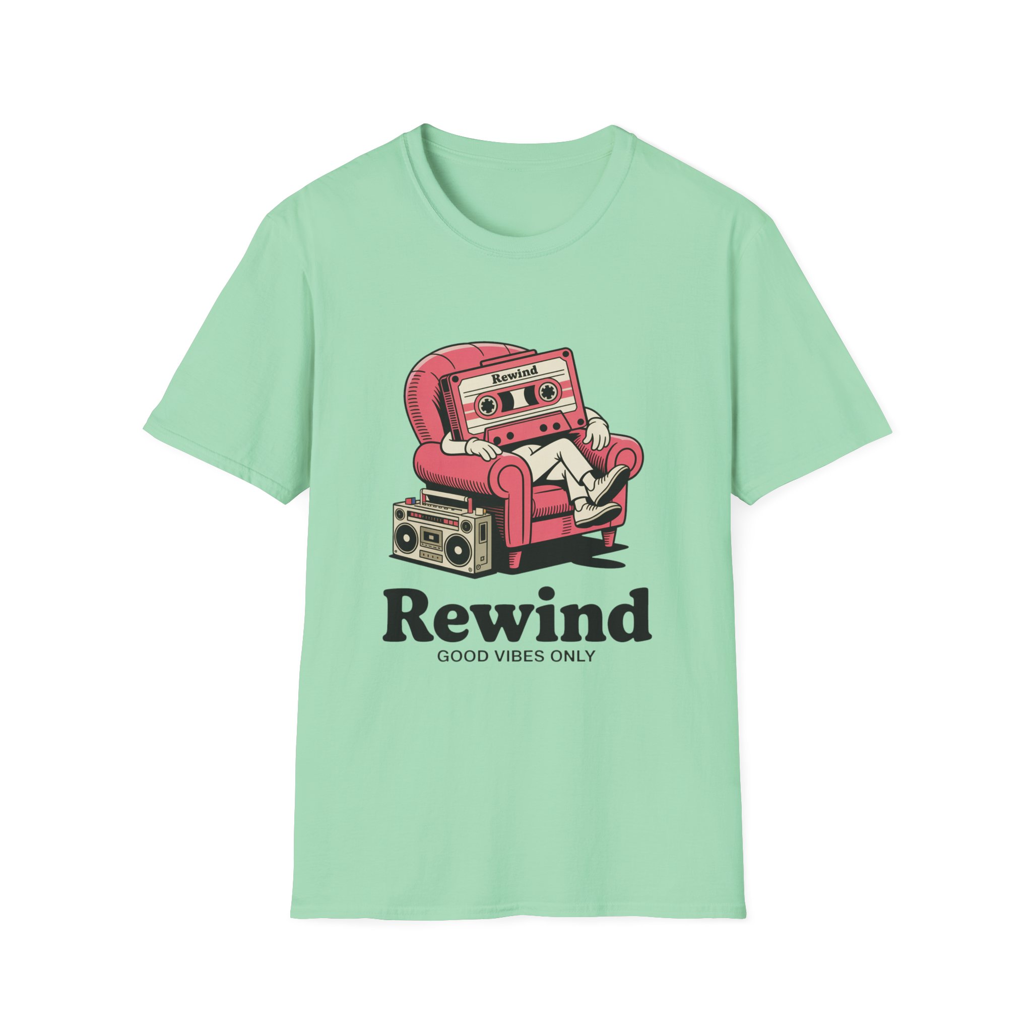 Retro Vibes T-Shirt, Unisex Softstyle Tee, Music Lovers Gift, Casual Vintage Shirt, Rewind Graphic Tee, Cool T-Shirt for Friends - Image 25