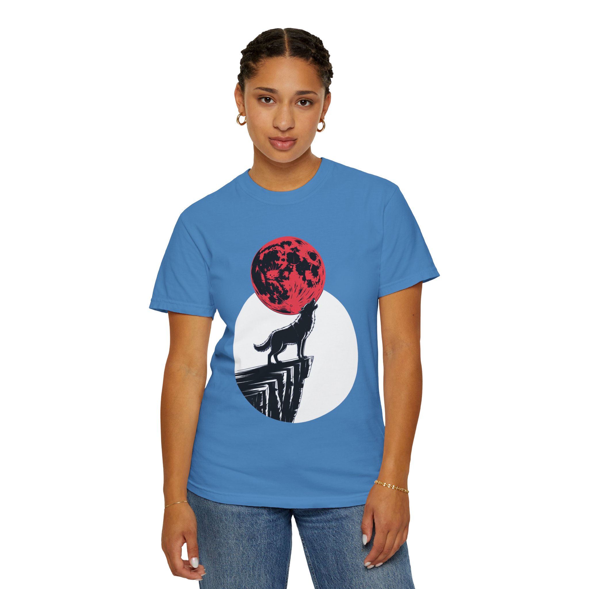 Wolf Howling at Red Moon T-Shirt, Nature Lovers Gift, Casual Wear, Unisex Tee, Eco-Friendly Clothing - Image 35