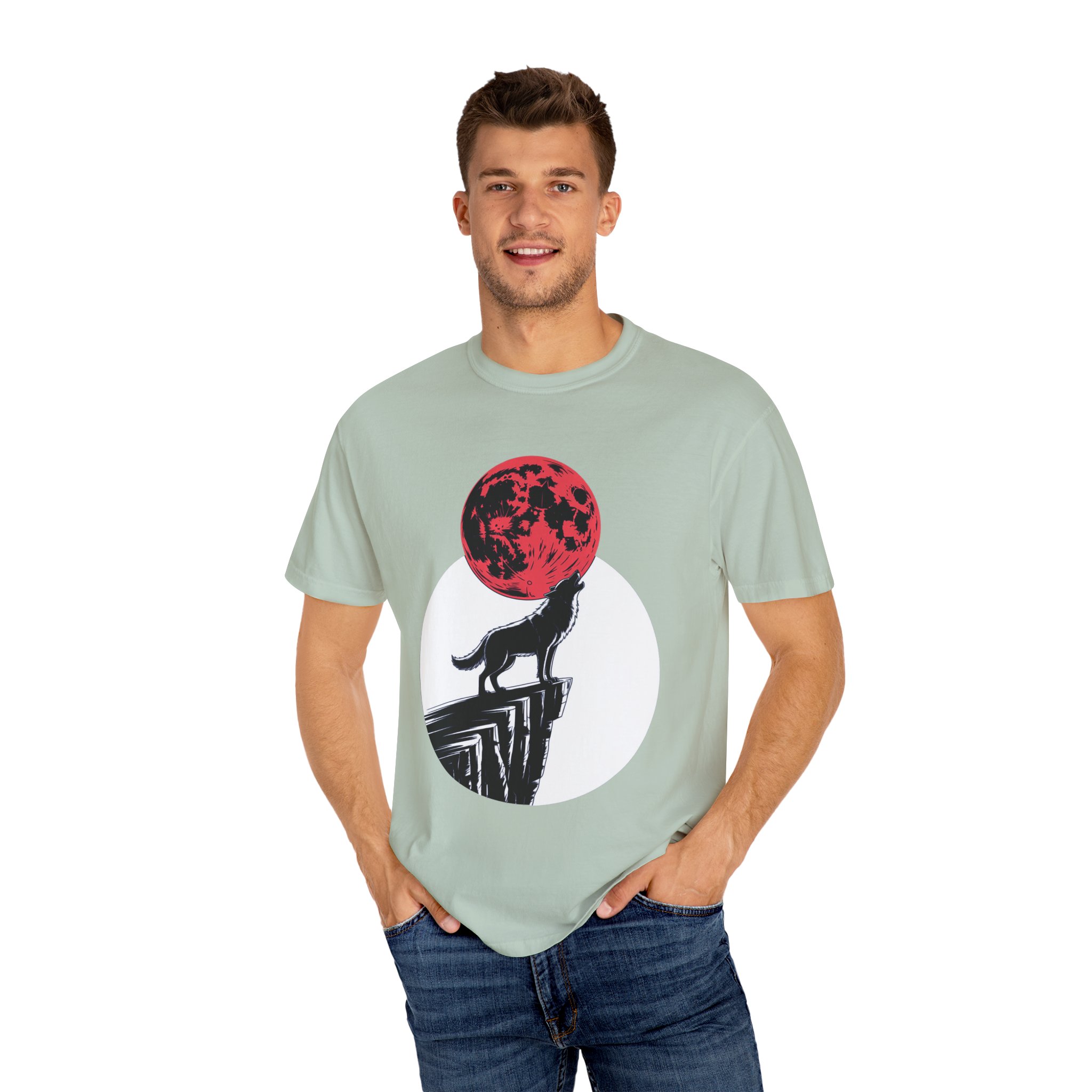 Wolf Howling at Red Moon T-Shirt, Nature Lovers Gift, Casual Wear, Unisex Tee, Eco-Friendly Clothing - Image 9