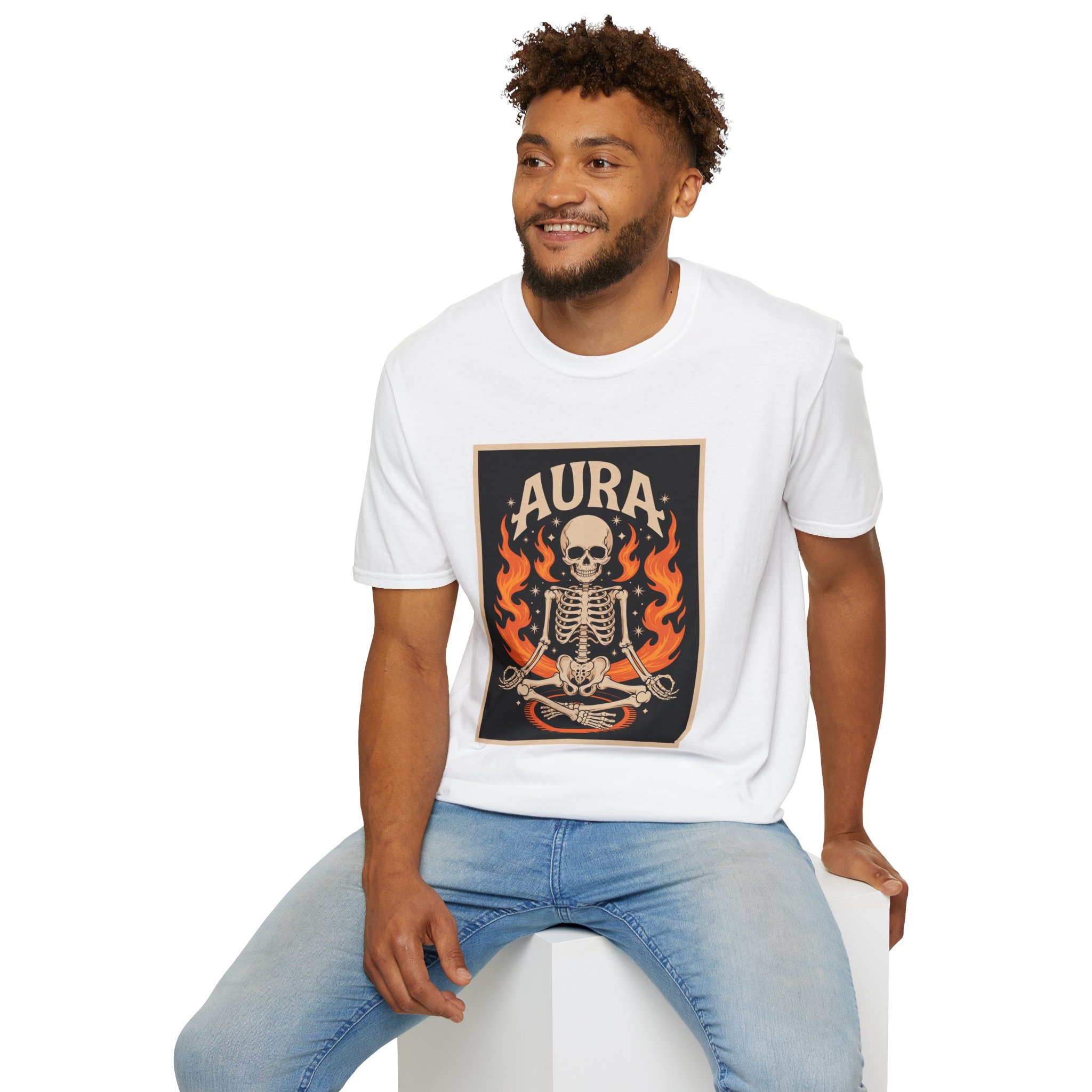 Aura Skeleton T-Shirt | Unisex Softstyle Tee | Gothic Apparel | Halloween Costume | Casual Streetwear | Unique Gift Idea - Image 6