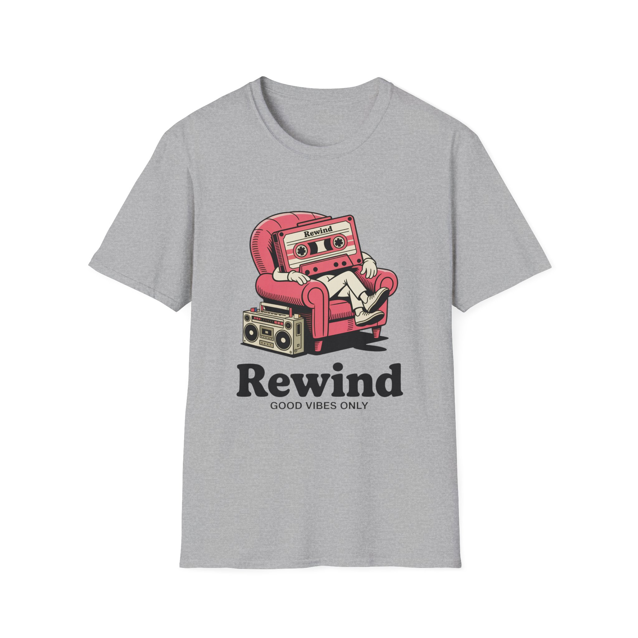 Retro Vibes T-Shirt, Unisex Softstyle Tee, Music Lovers Gift, Casual Vintage Shirt, Rewind Graphic Tee, Cool T-Shirt for Friends - Image 7