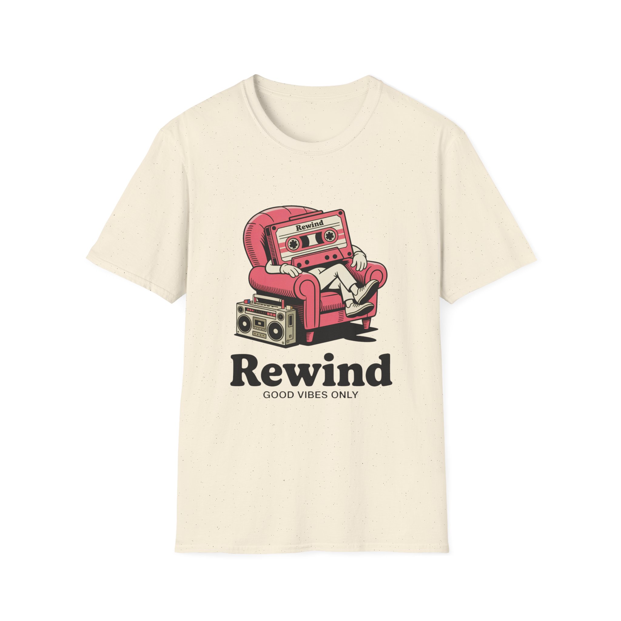 Retro Vibes T-Shirt, Unisex Softstyle Tee, Music Lovers Gift, Casual Vintage Shirt, Rewind Graphic Tee, Cool T-Shirt for Friends