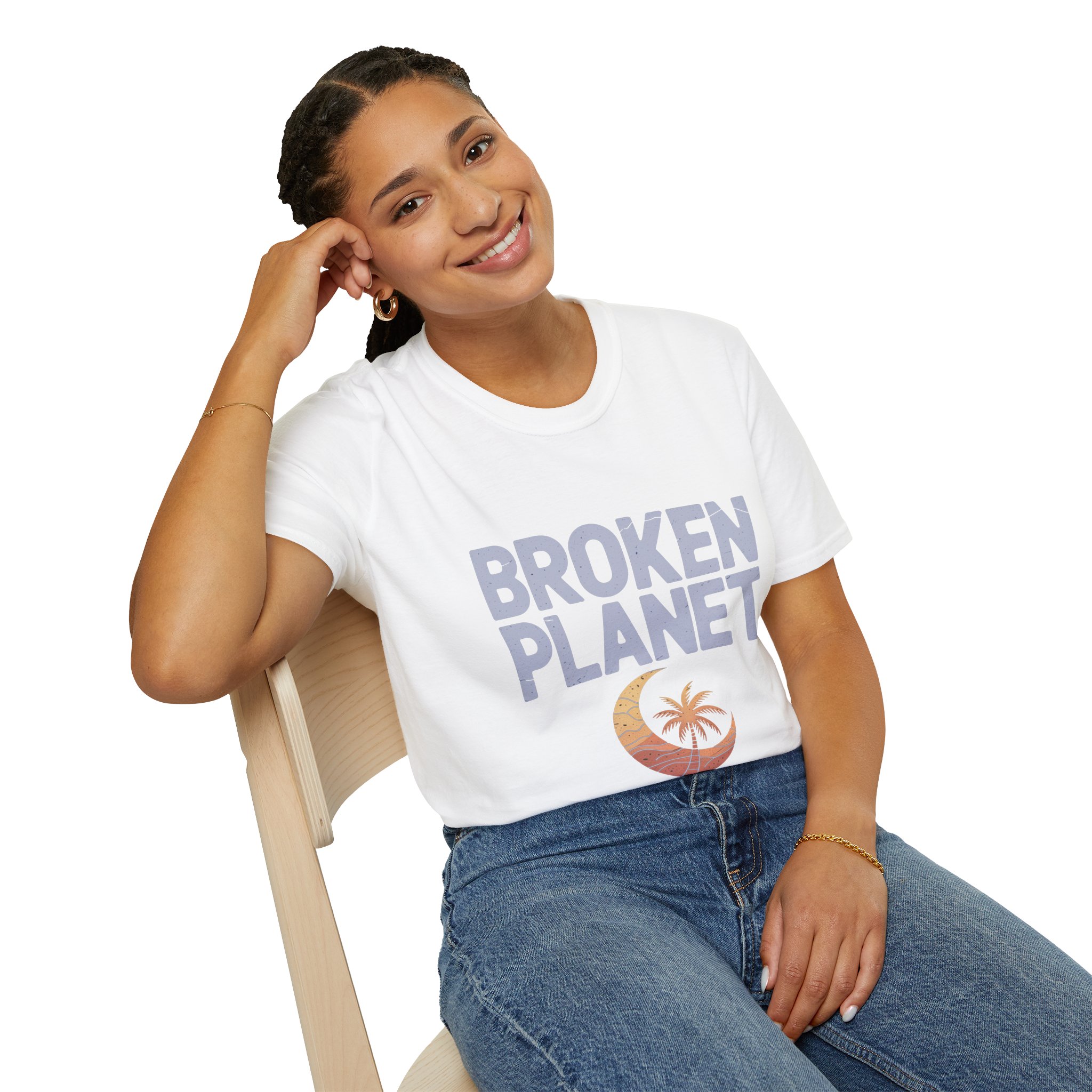 Broken Planet Unisex Softstyle T-Shirt, Eco-Friendly Tee, Casual Outfit, Gift for Earth Lovers, Summer Fashion - Image 6