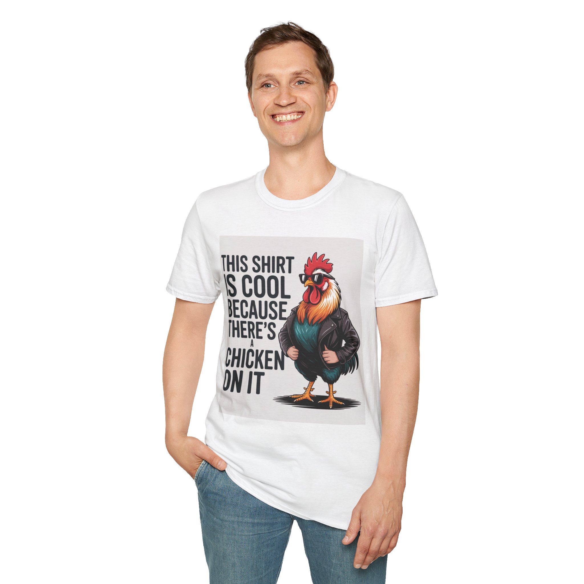 Cool Chicken Unisex Softstyle T-Shirt, Funny Chicken Tee, Humorous Gift, Farm Animal Apparel, Casual Wear, Animal Lover Gift - Image 6