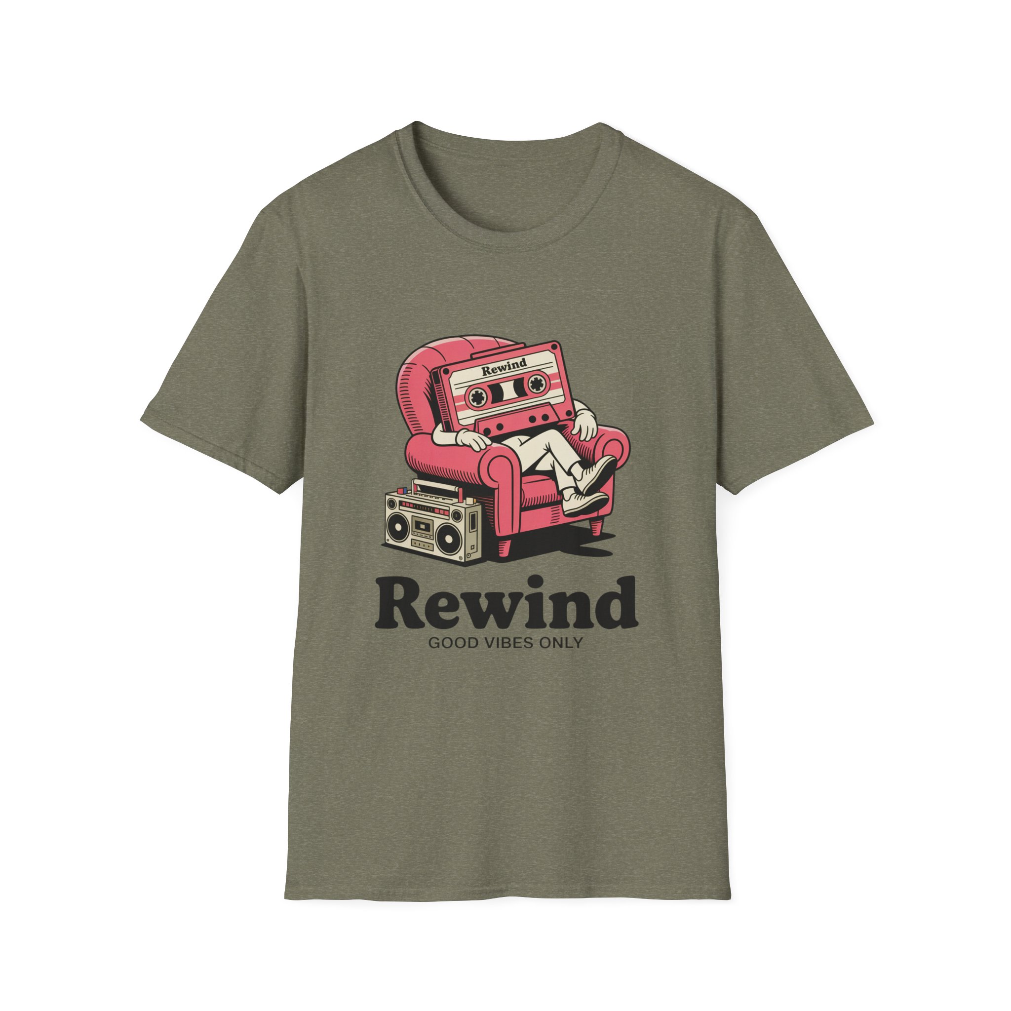 Retro Vibes T-Shirt, Unisex Softstyle Tee, Music Lovers Gift, Casual Vintage Shirt, Rewind Graphic Tee, Cool T-Shirt for Friends - Image 16