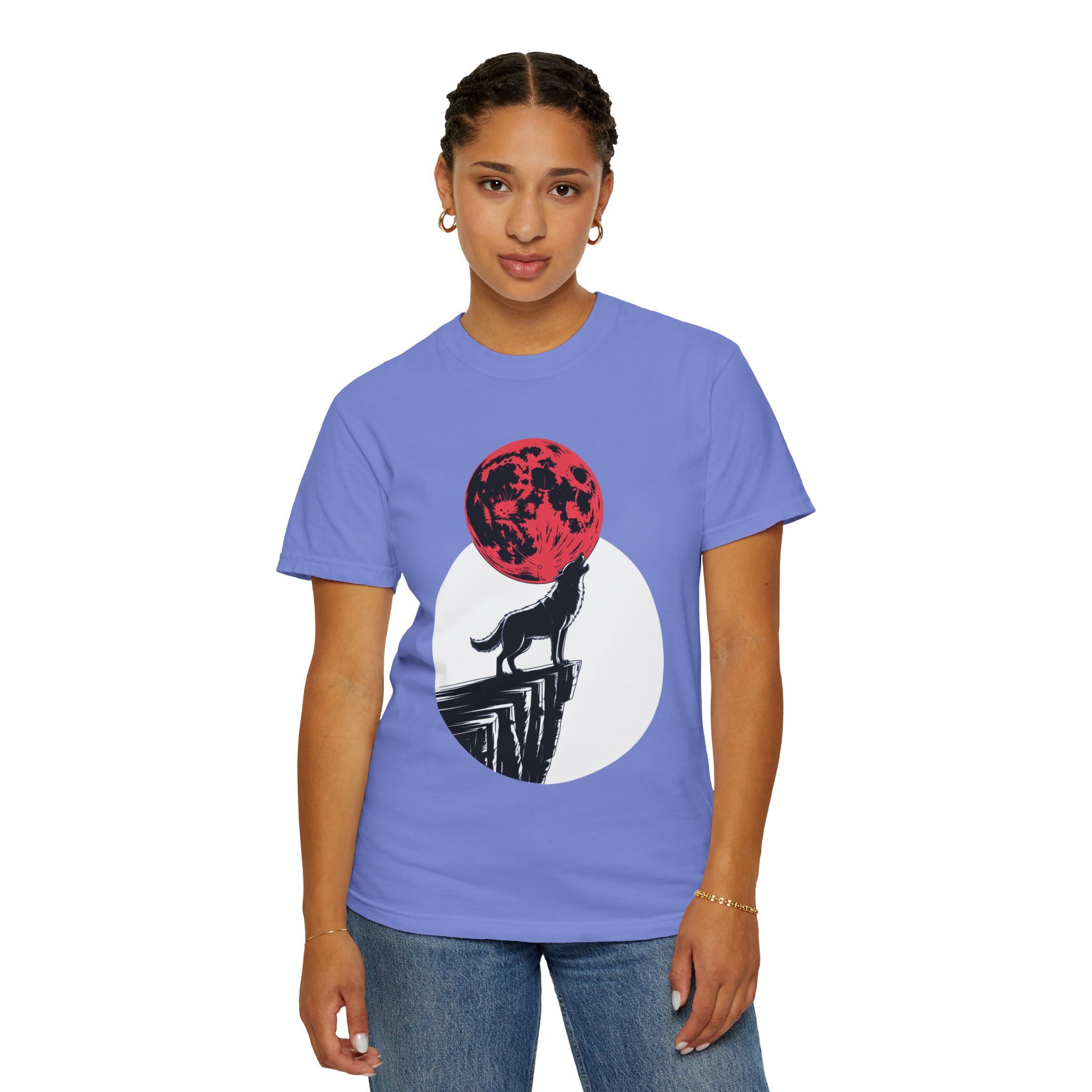 Wolf Howling at Red Moon T-Shirt, Nature Lovers Gift, Casual Wear, Unisex Tee, Eco-Friendly Clothing - Image 25