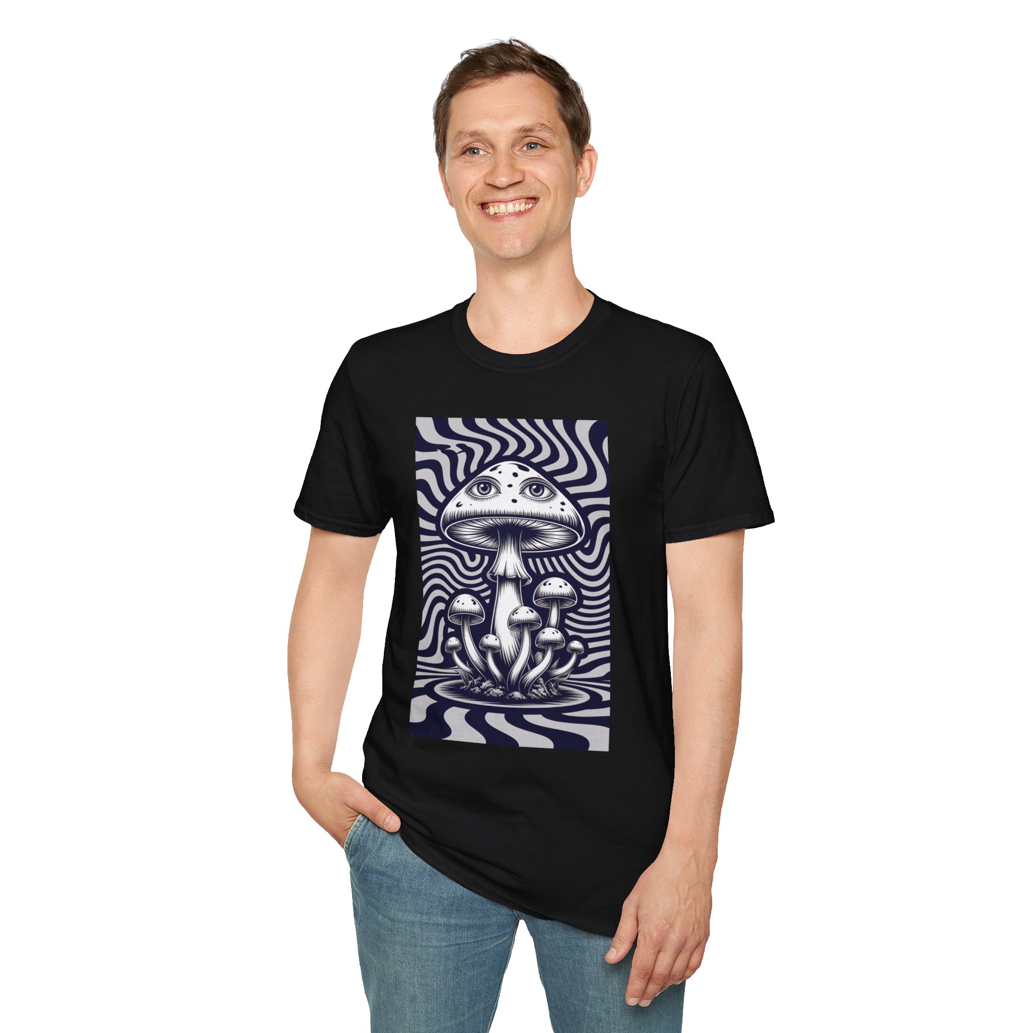 Psychedelic Mushroom Unisex T-Shirt | Trippy Graphic Tee | Festival Wear | Nature Lover Gift | Bohemian Style | Casual Everyday Top - Image 2