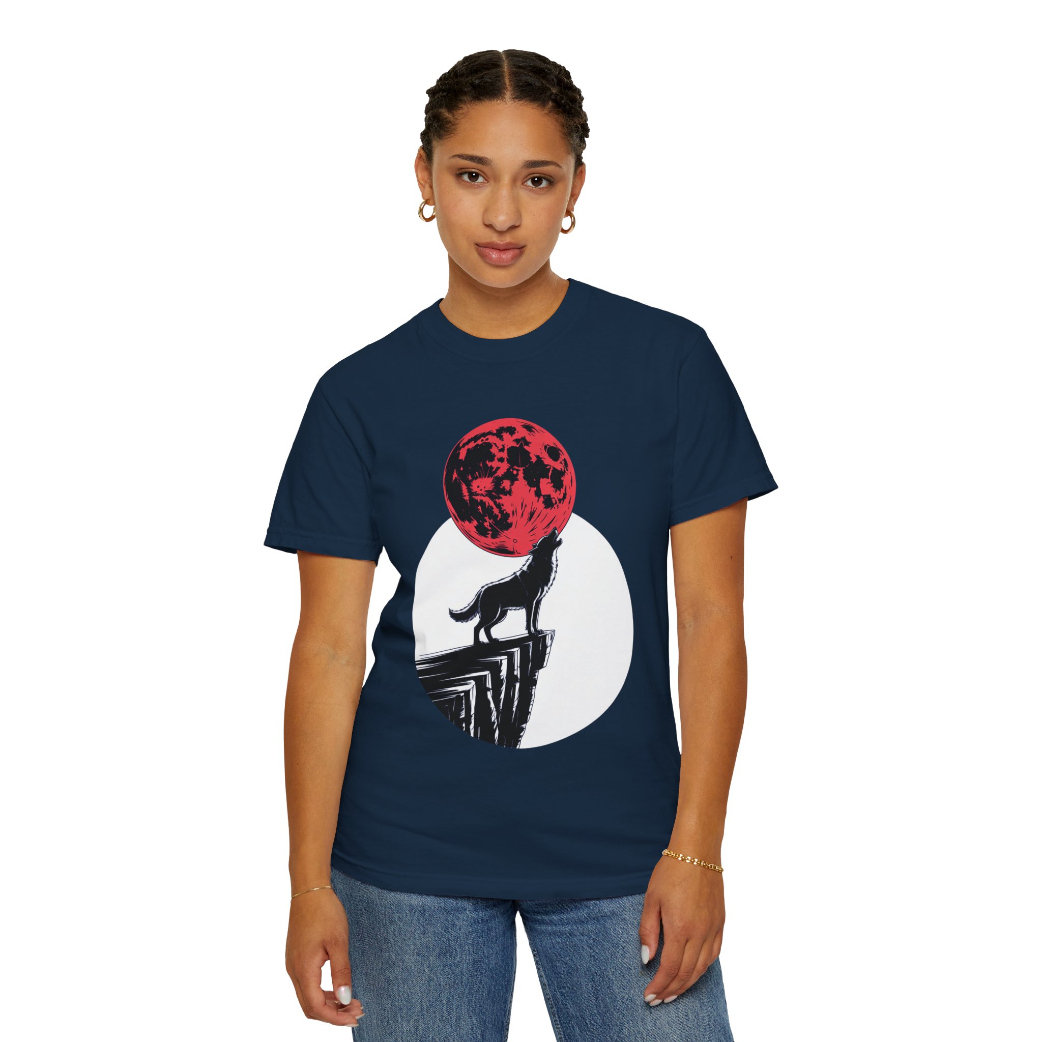 Wolf Howling at Red Moon T-Shirt, Nature Lovers Gift, Casual Wear, Unisex Tee, Eco-Friendly Clothing - Image 50