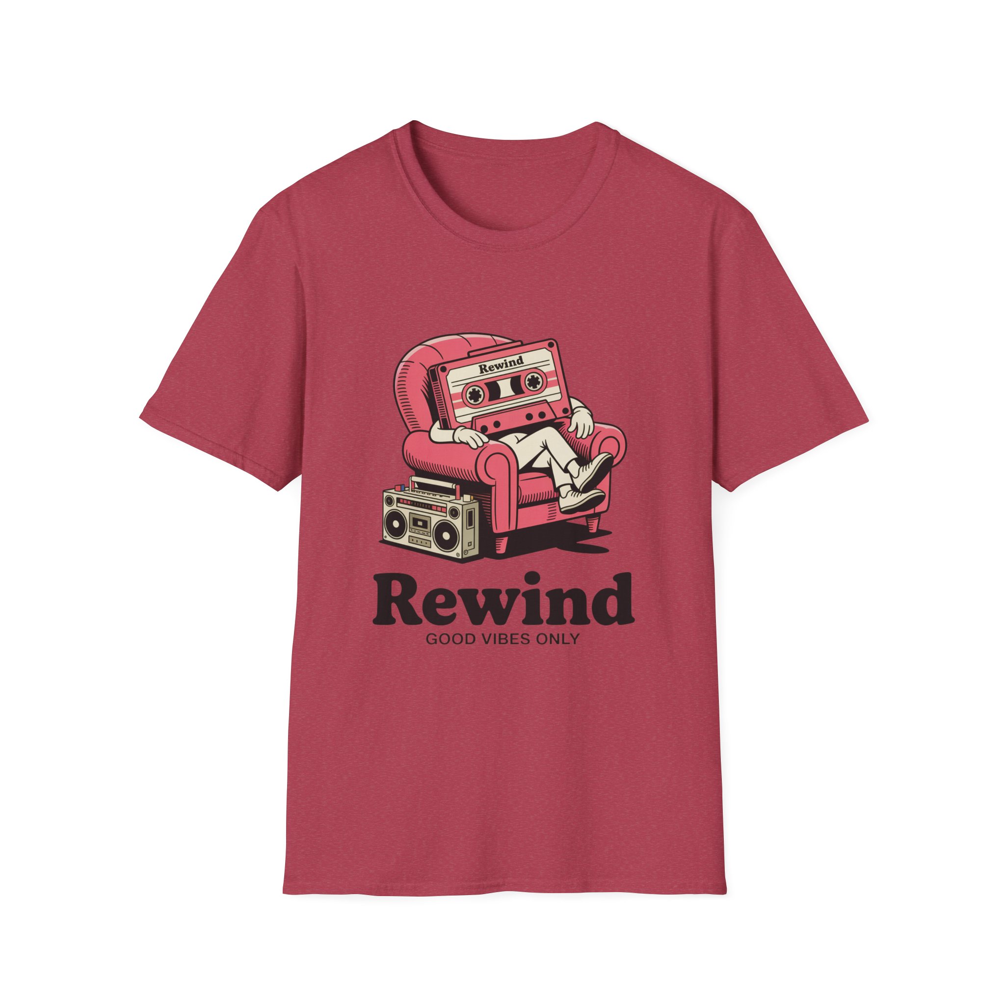 Retro Vibes T-Shirt, Unisex Softstyle Tee, Music Lovers Gift, Casual Vintage Shirt, Rewind Graphic Tee, Cool T-Shirt for Friends - Image 43