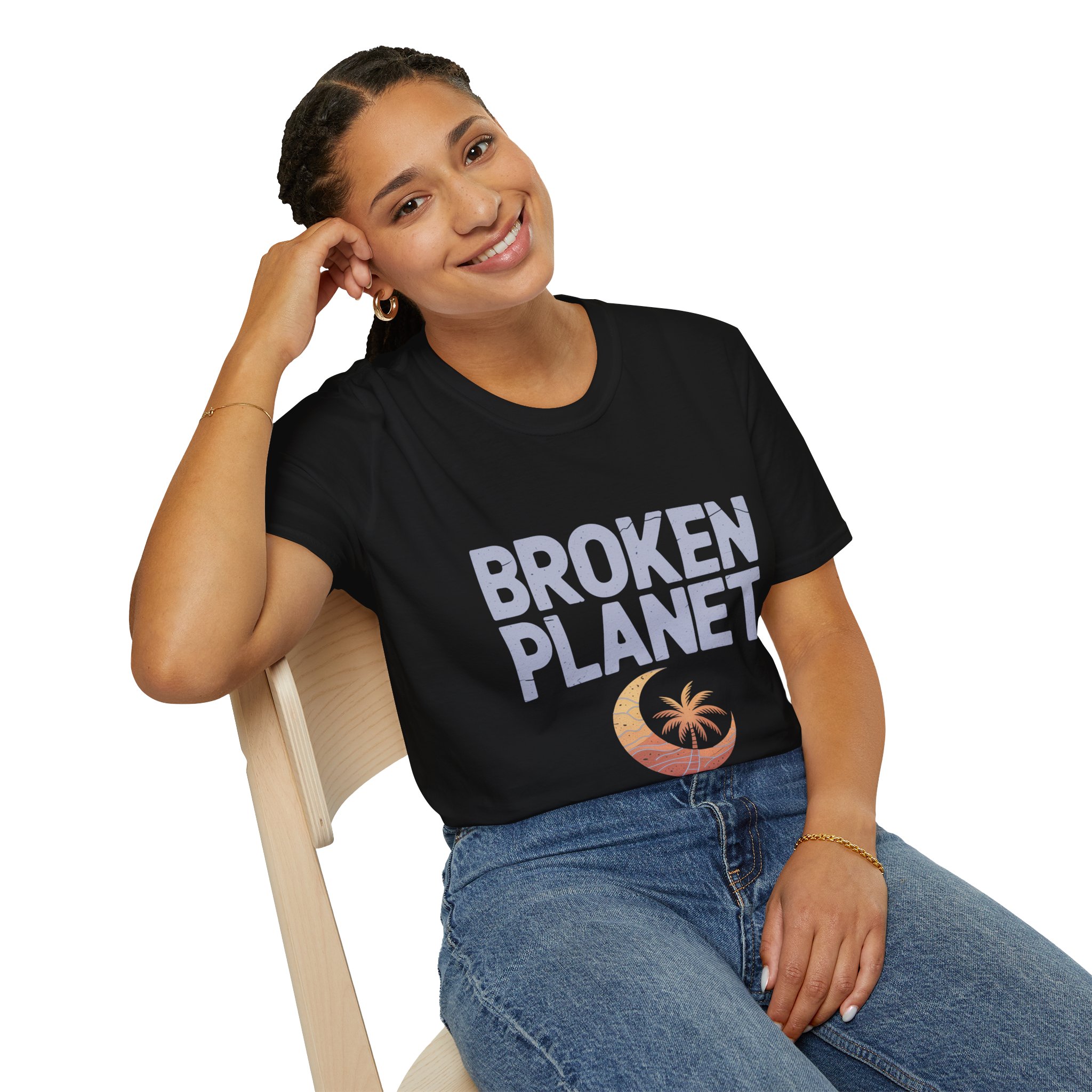 Broken Planet Unisex Softstyle T-Shirt, Eco-Friendly Tee, Casual Outfit, Gift for Earth Lovers, Summer Fashion - Image 9