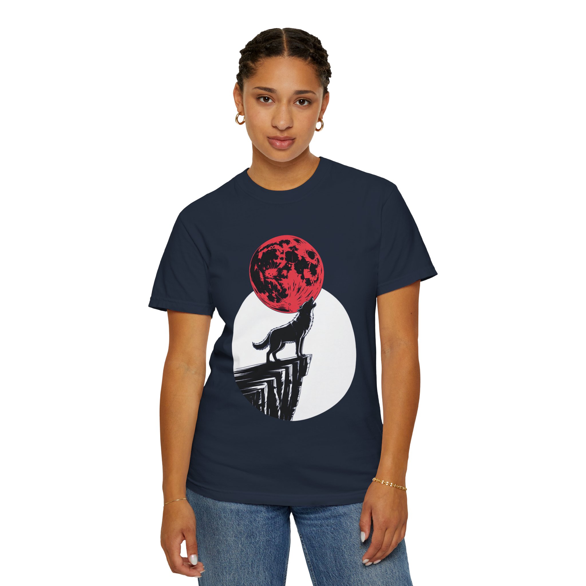 Wolf Howling at Red Moon T-Shirt, Nature Lovers Gift, Casual Wear, Unisex Tee, Eco-Friendly Clothing - Image 60