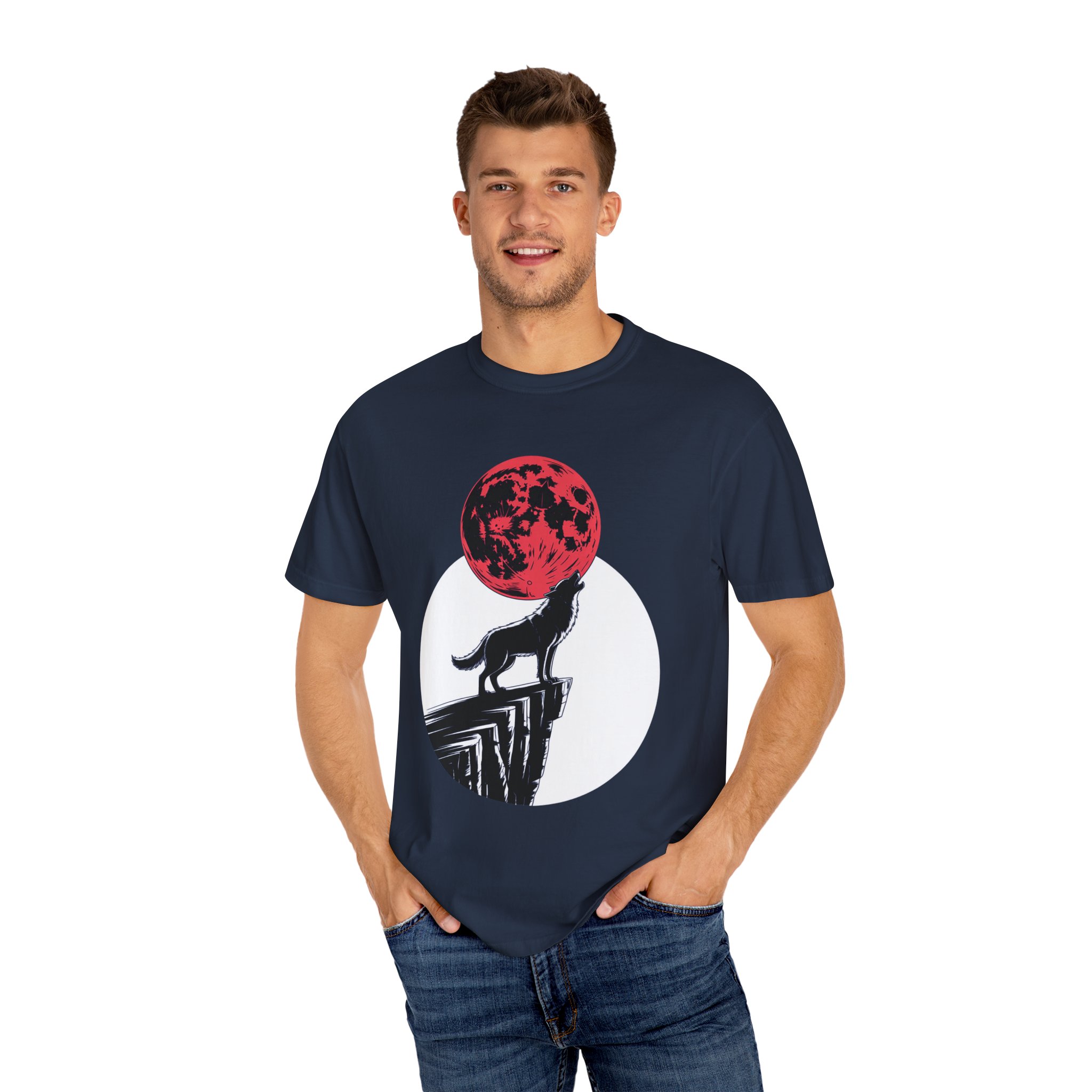 Wolf Howling at Red Moon T-Shirt, Nature Lovers Gift, Casual Wear, Unisex Tee, Eco-Friendly Clothing - Image 59