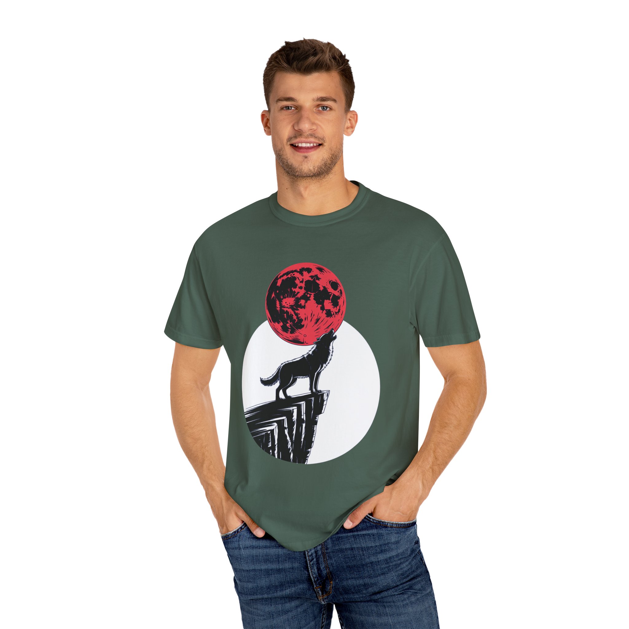 Wolf Howling at Red Moon T-Shirt, Nature Lovers Gift, Casual Wear, Unisex Tee, Eco-Friendly Clothing - Image 19
