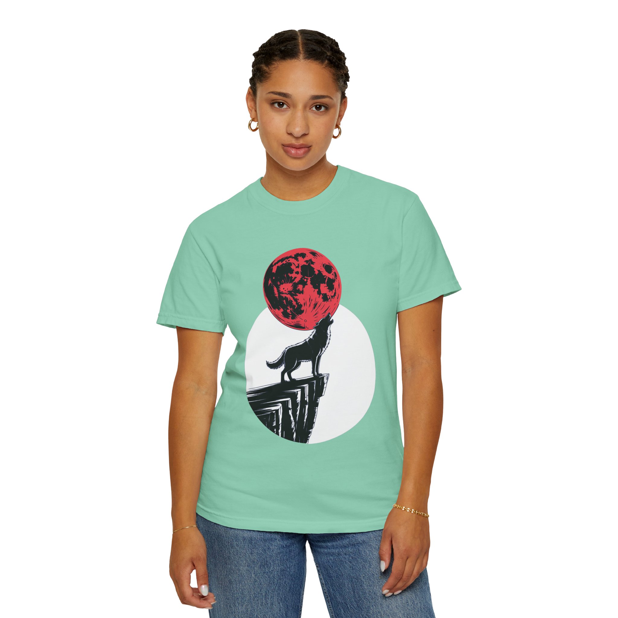 Wolf Howling at Red Moon T-Shirt, Nature Lovers Gift, Casual Wear, Unisex Tee, Eco-Friendly Clothing - Image 15