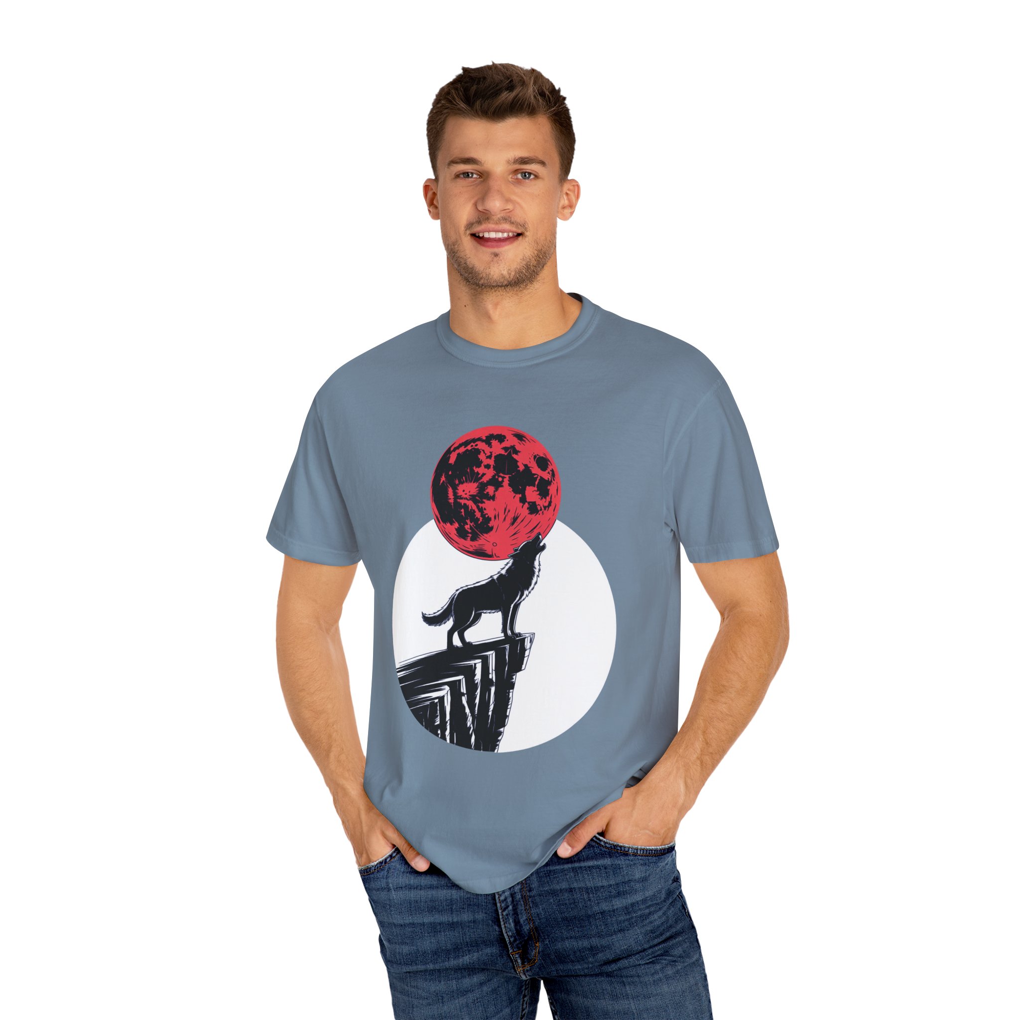 Wolf Howling at Red Moon T-Shirt, Nature Lovers Gift, Casual Wear, Unisex Tee, Eco-Friendly Clothing - Image 29