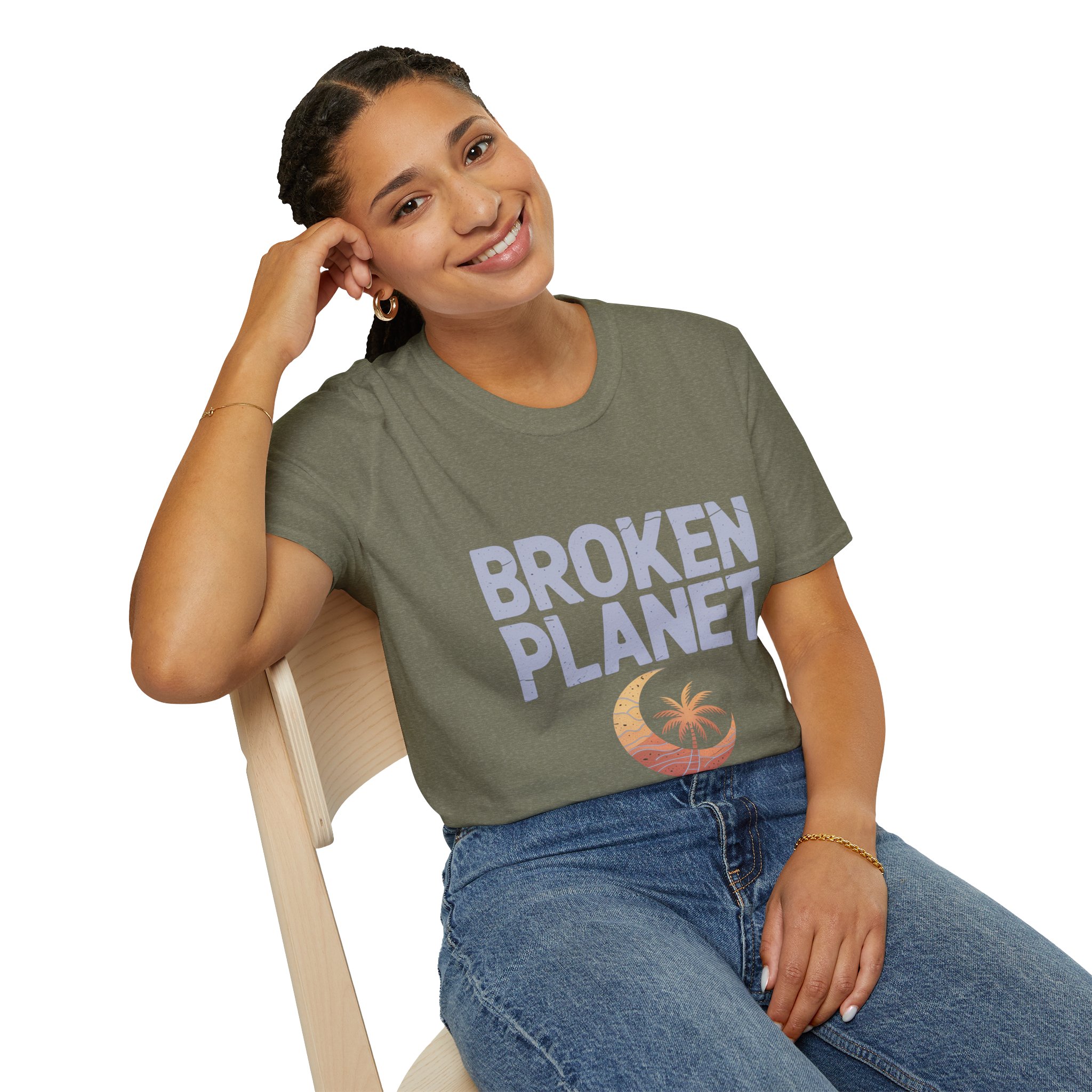 Broken Planet Unisex Softstyle T-Shirt, Eco-Friendly Tee, Casual Outfit, Gift for Earth Lovers, Summer Fashion - Image 24