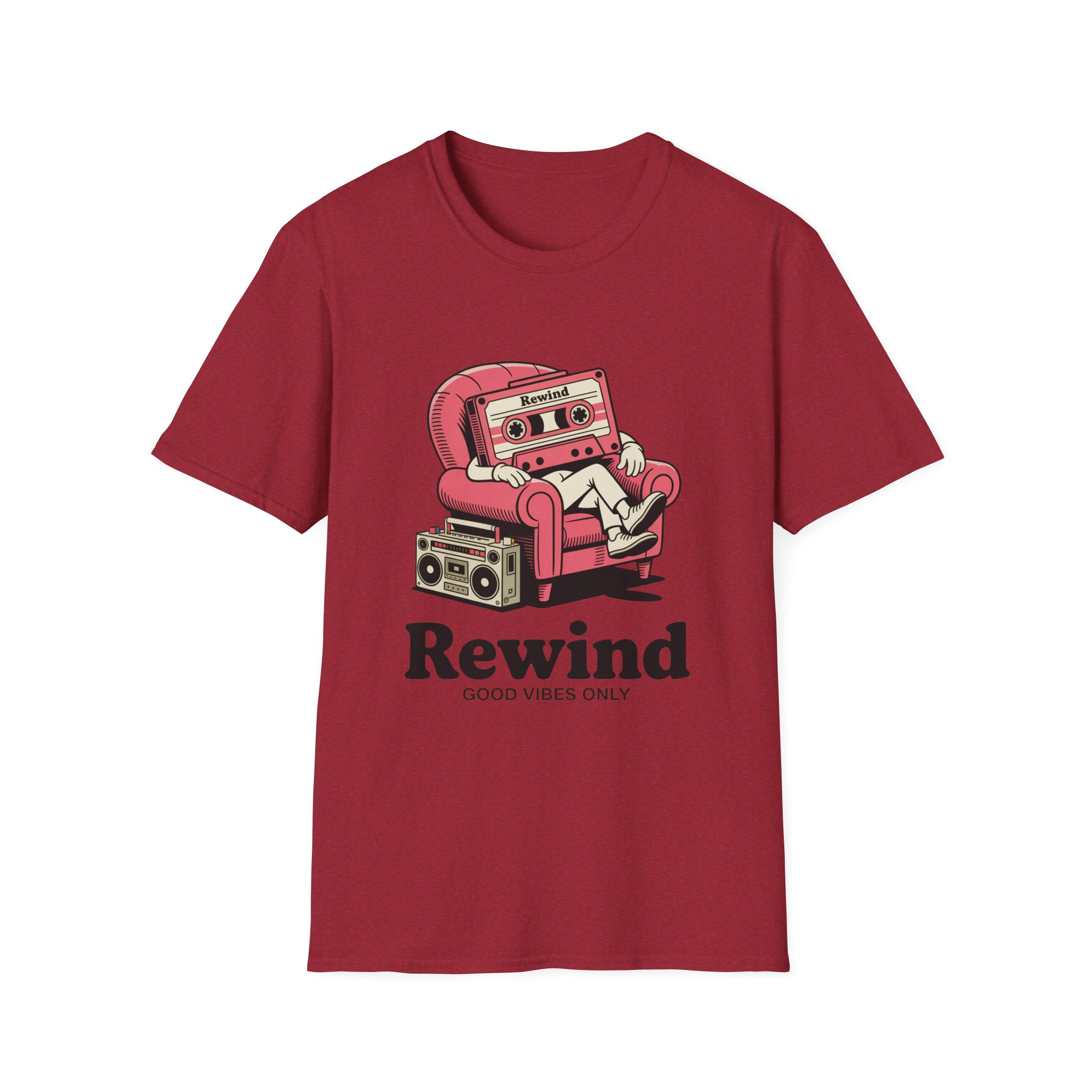 Retro Vibes T-Shirt, Unisex Softstyle Tee, Music Lovers Gift, Casual Vintage Shirt, Rewind Graphic Tee, Cool T-Shirt for Friends - Image 40