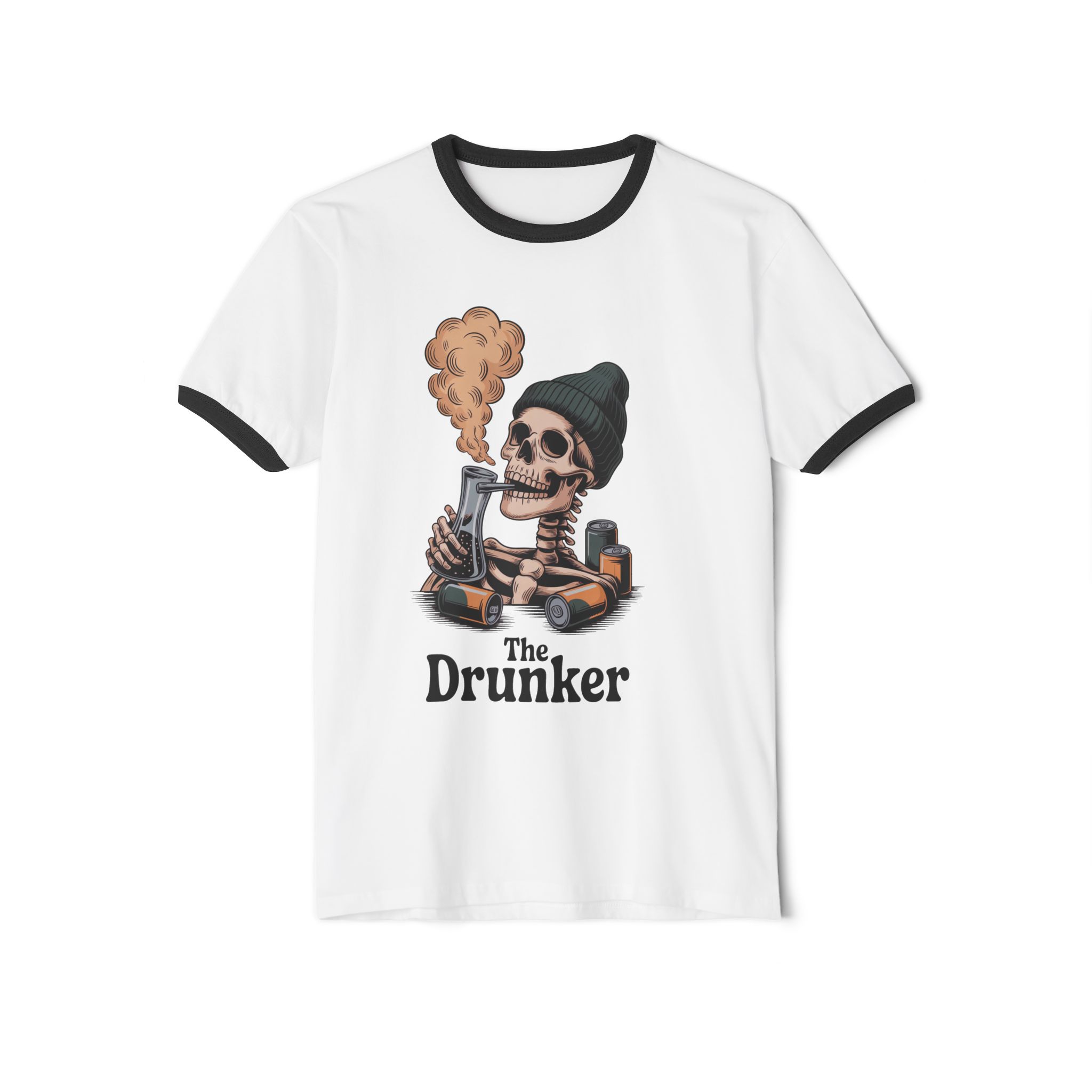 Skull Ringer T-Shirt - The Drunker, Funny Graphic Tee, Halloween Shirt, Gift for Beer Lovers, Unisex Vintage Apparel - Image 10