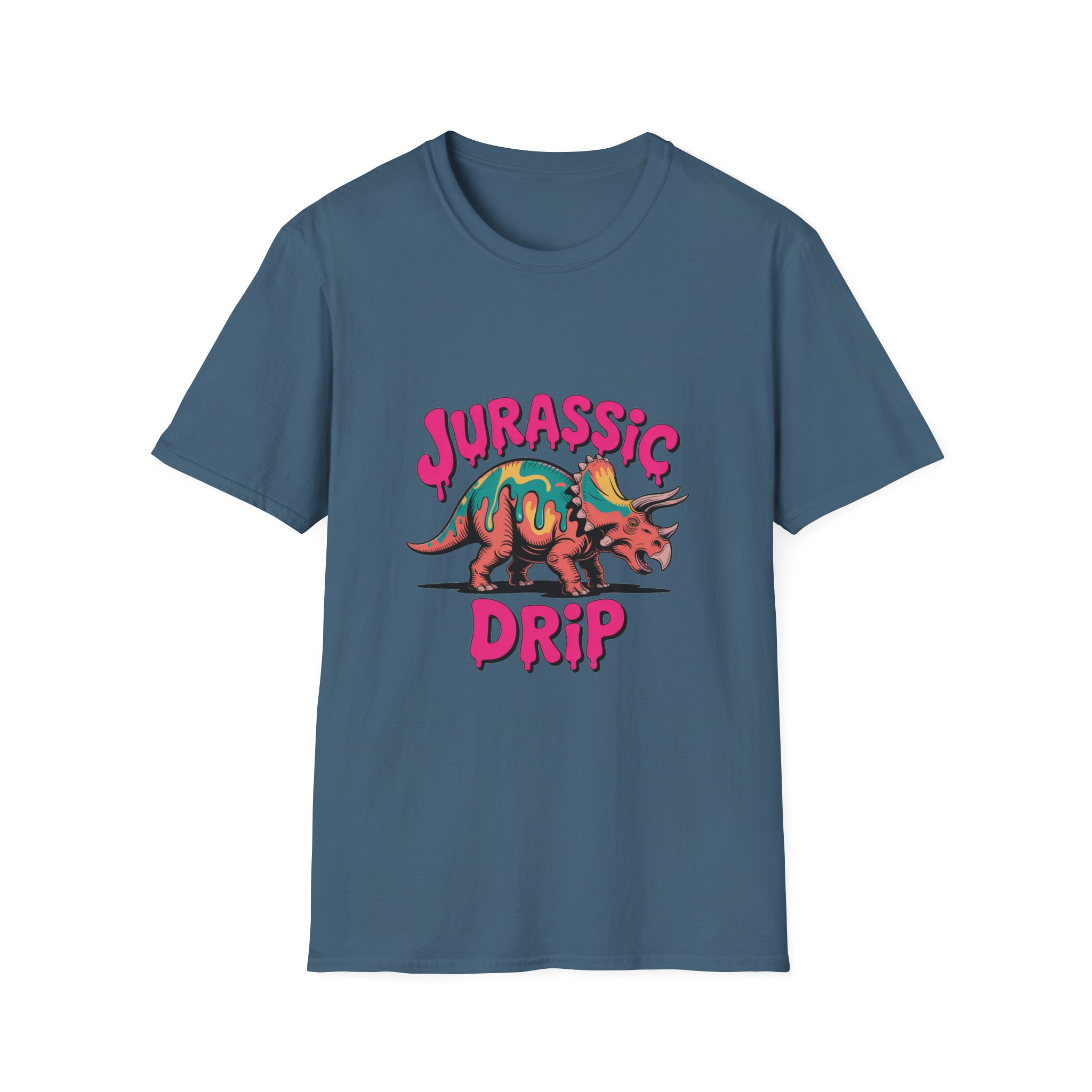 Jurassic Drip Unisex Softstyle T-Shirt - Fun Dino Tee for Kids & Adults, Graphic Tee, Gift for Jurassic Fans, Summer Fashion