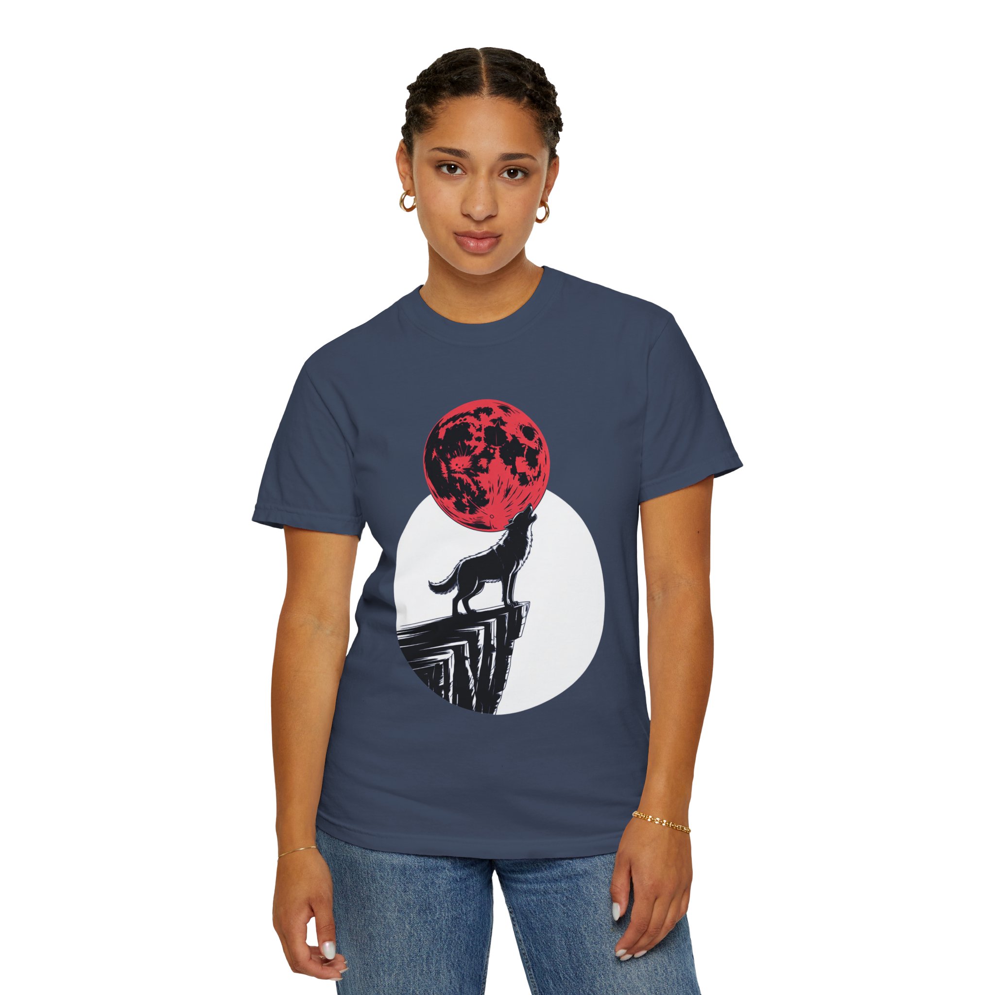 Wolf Howling at Red Moon T-Shirt, Nature Lovers Gift, Casual Wear, Unisex Tee, Eco-Friendly Clothing - Image 40