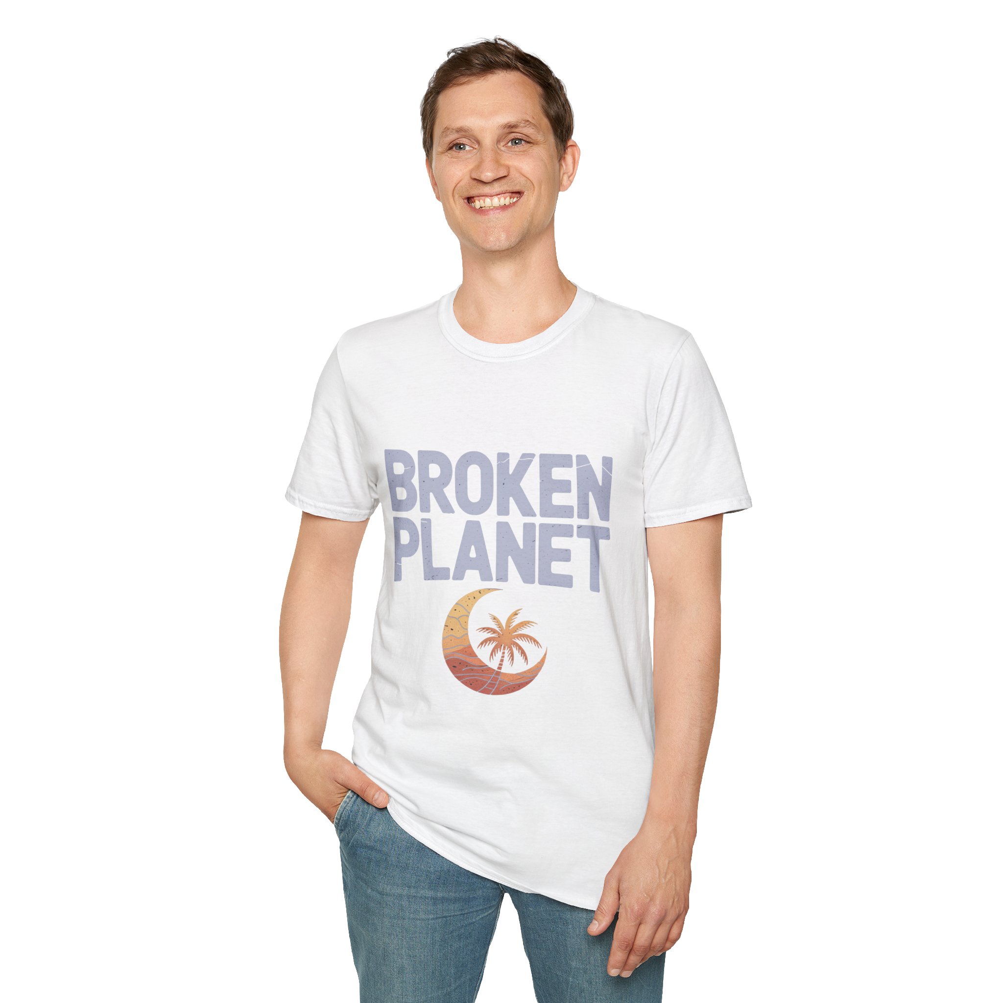 Broken Planet Unisex Softstyle T-Shirt, Eco-Friendly Tee, Casual Outfit, Gift for Earth Lovers, Summer Fashion - Image 5